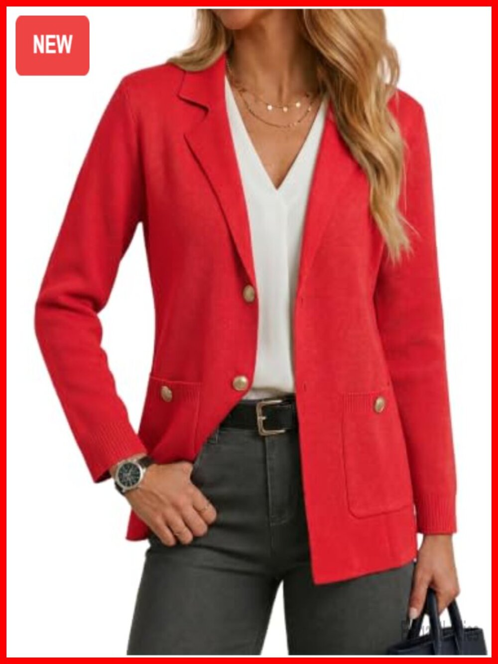 Viscose Blend Sweater Blazer Long Sleeve Business Casual Work Cardigan
